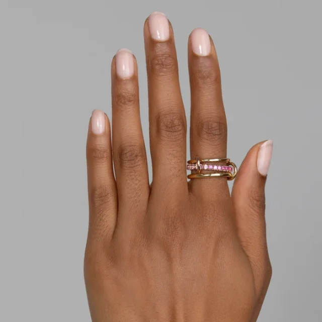 Petunia Gold Pink Ombré worn